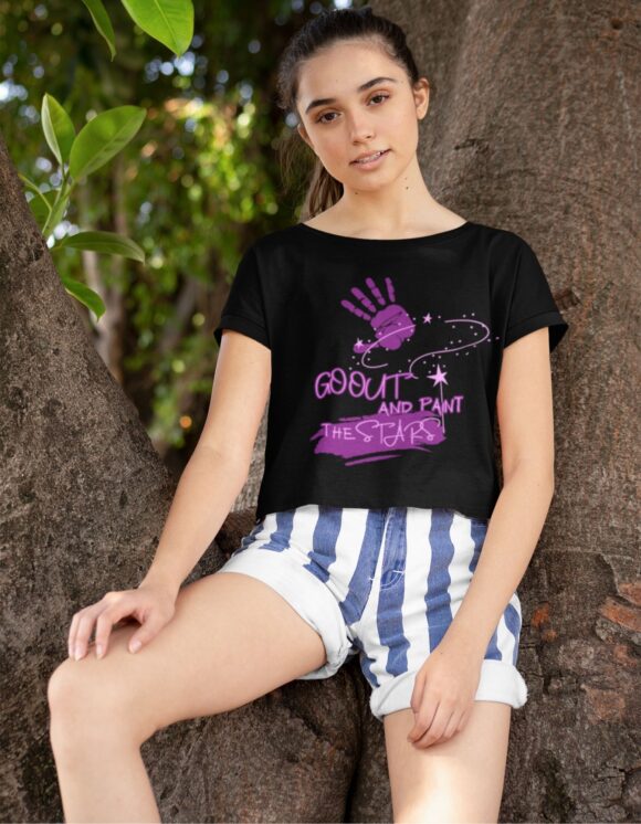 PAINT THE STARS TYPOGRAPHY CROP T-SHIRT - Image 2
