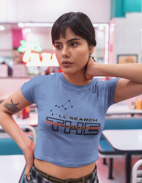 SEARCH THE UNIVERSE TYPOGRAPHY CROP T-SHIRT - Image 3