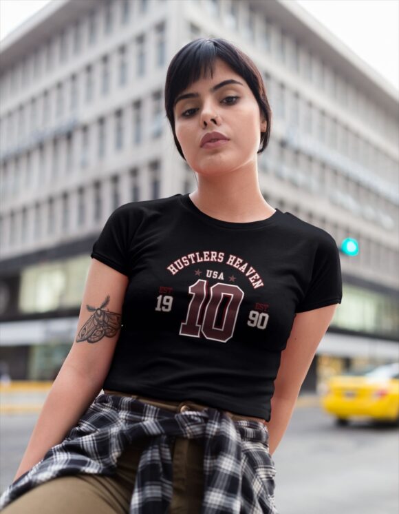 HUSTLERS HEAVEN TYPOGRAPHY CROP T-SHIRT
