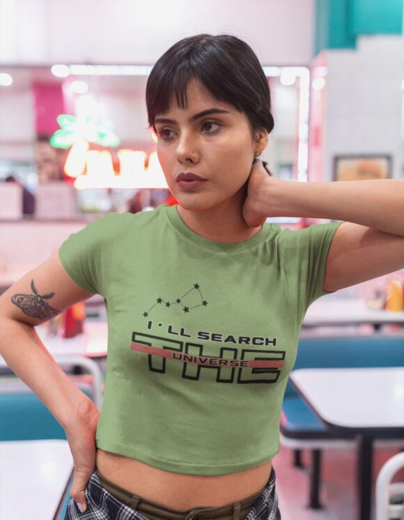 SEARCH THE UNIVERSE TYPOGRAPHY CROP T-SHIRT - Image 5